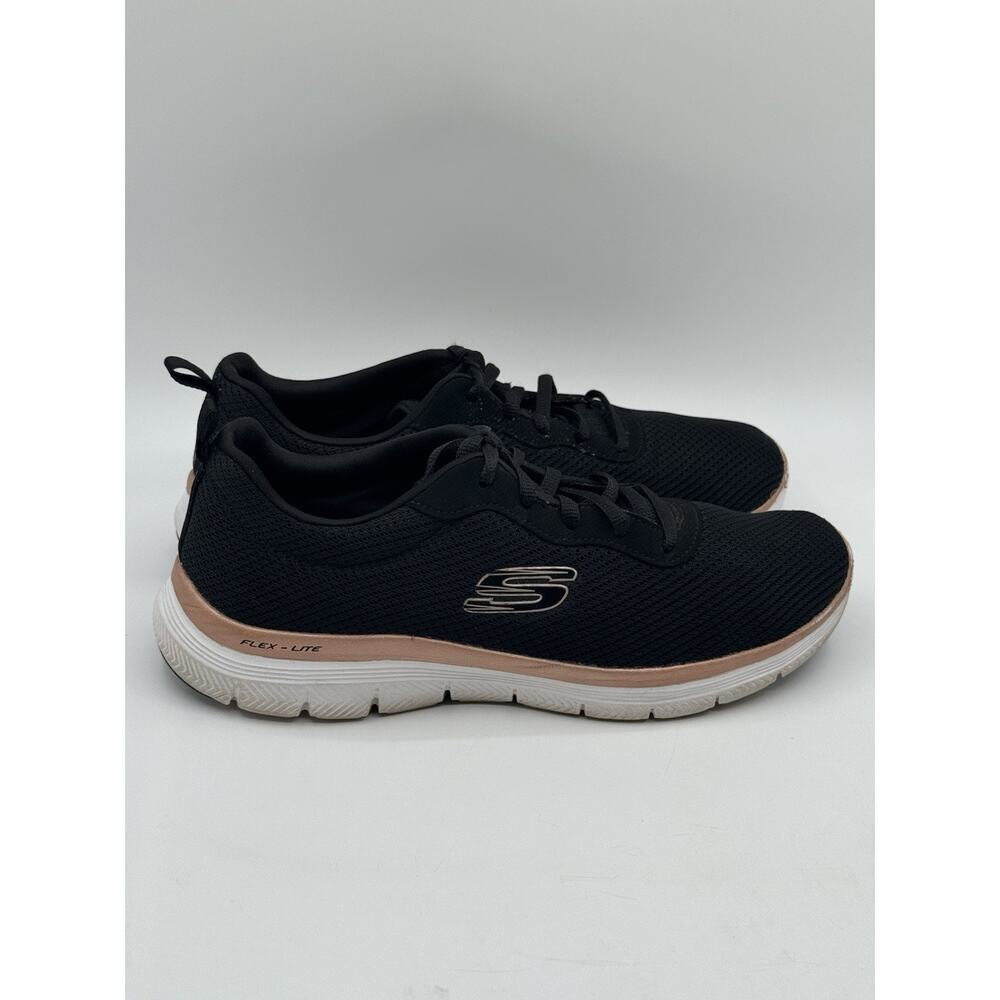 Skechers Flex Appeal 4.0 Shoes Womens Black White Athletic Sneakers Size 8.5